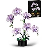 Phalaenopsis Orchid Flower Building Block Set,Compatible with Lego Flower Featuring Printed Floral Patterns on The Blocks' Petals, Ideal for Tabletop displays and as a Gift (Purple，619PCS)