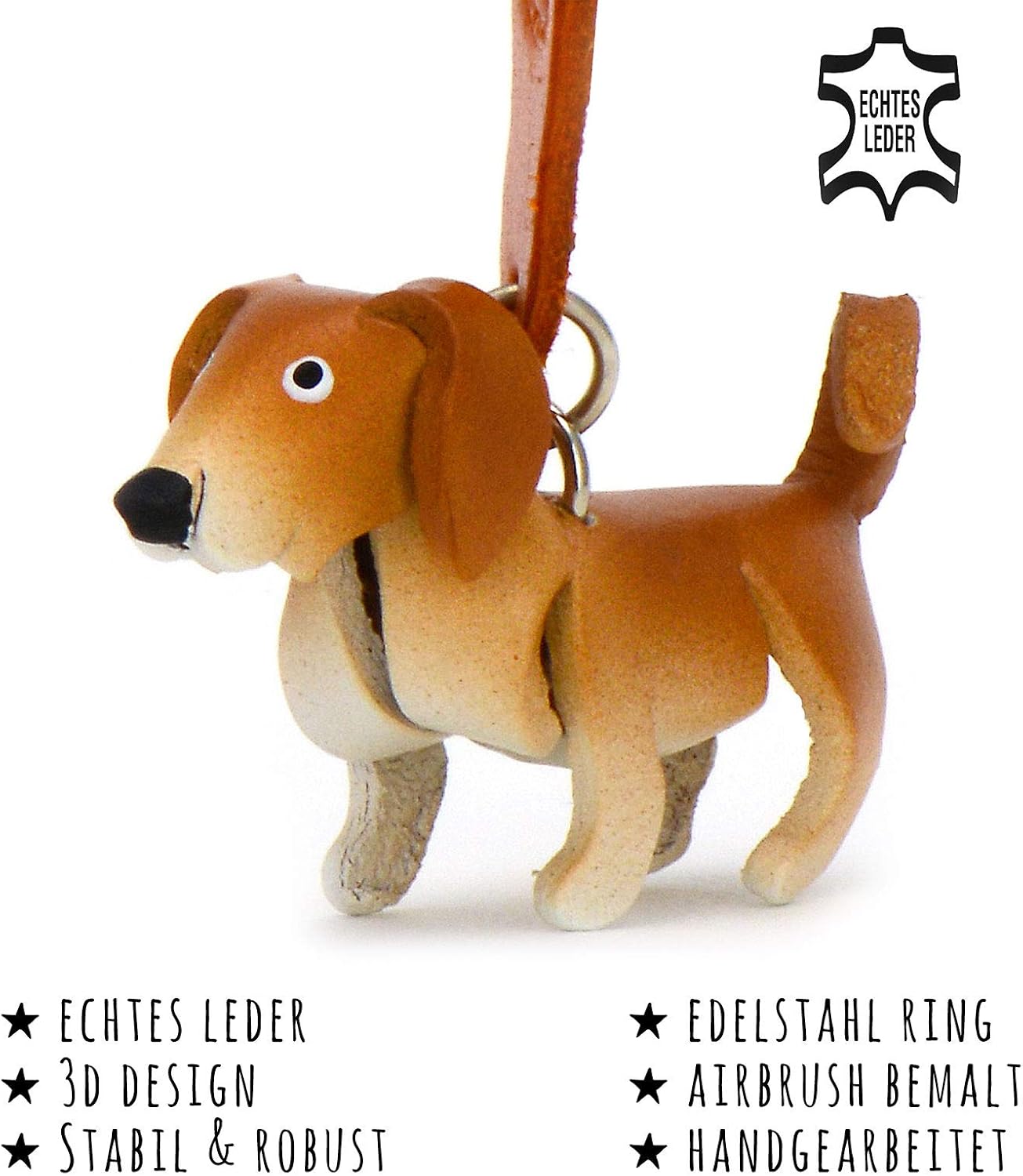 MONKIMAU Leather Keyring Labrador Retriever Dog, Orange, S - Image 3