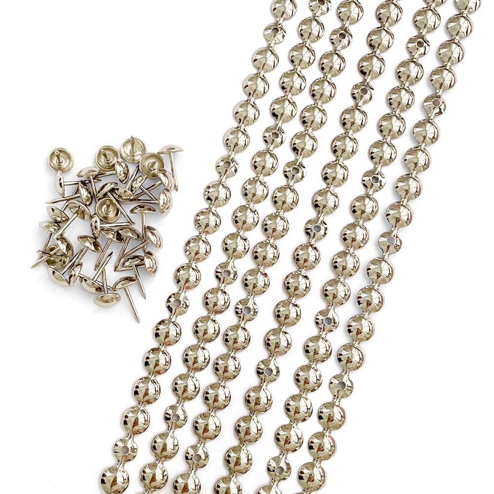 Let's Decorate 10 Meters D9.5mm Nickel Plated Decorative Nail Strips/Nailhead Trims,Upholstery Sofa Tacks,Loosing Tacks Matched (A:9.5mm Nickel)
