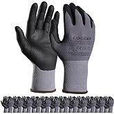 LOCCEF Safety Work Gloves MicroFoam Nitrile Coated-12 Pairs,Seamless Knit Nylon Gloves,Home Improvement,Micro-Foam Gloves