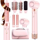 6 in 1 Professional Hot Air Styler & Powerful Hair Dryer Brush & Multi-Styler with Auto Wrap Curlers • Styling Without Heat Damage • Fast Drying Curling Volumizing with Travel Bag Gift for Women