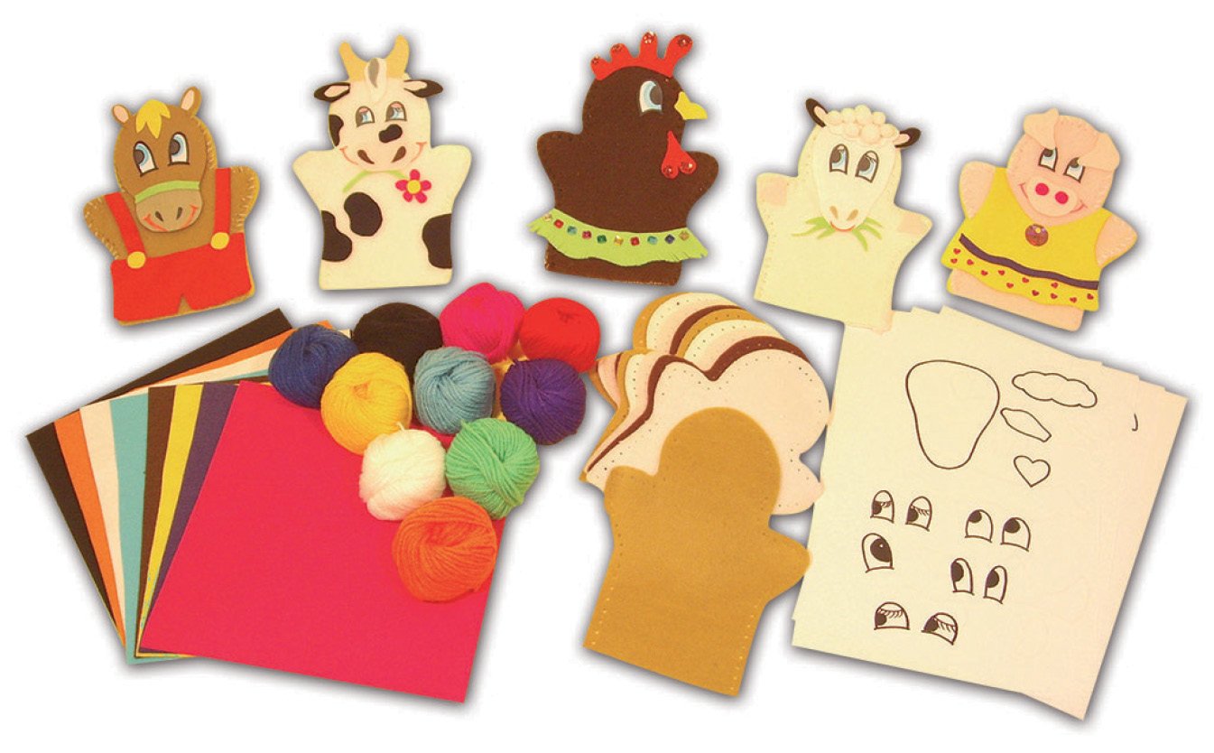 Springboard Farm Animal Hand Puppets Kit - Puppet Making Kit for Children - Kids Craft Sewing Activity Packs - Early Years Learning Resources - 30-Pack - 20 x 16 cm