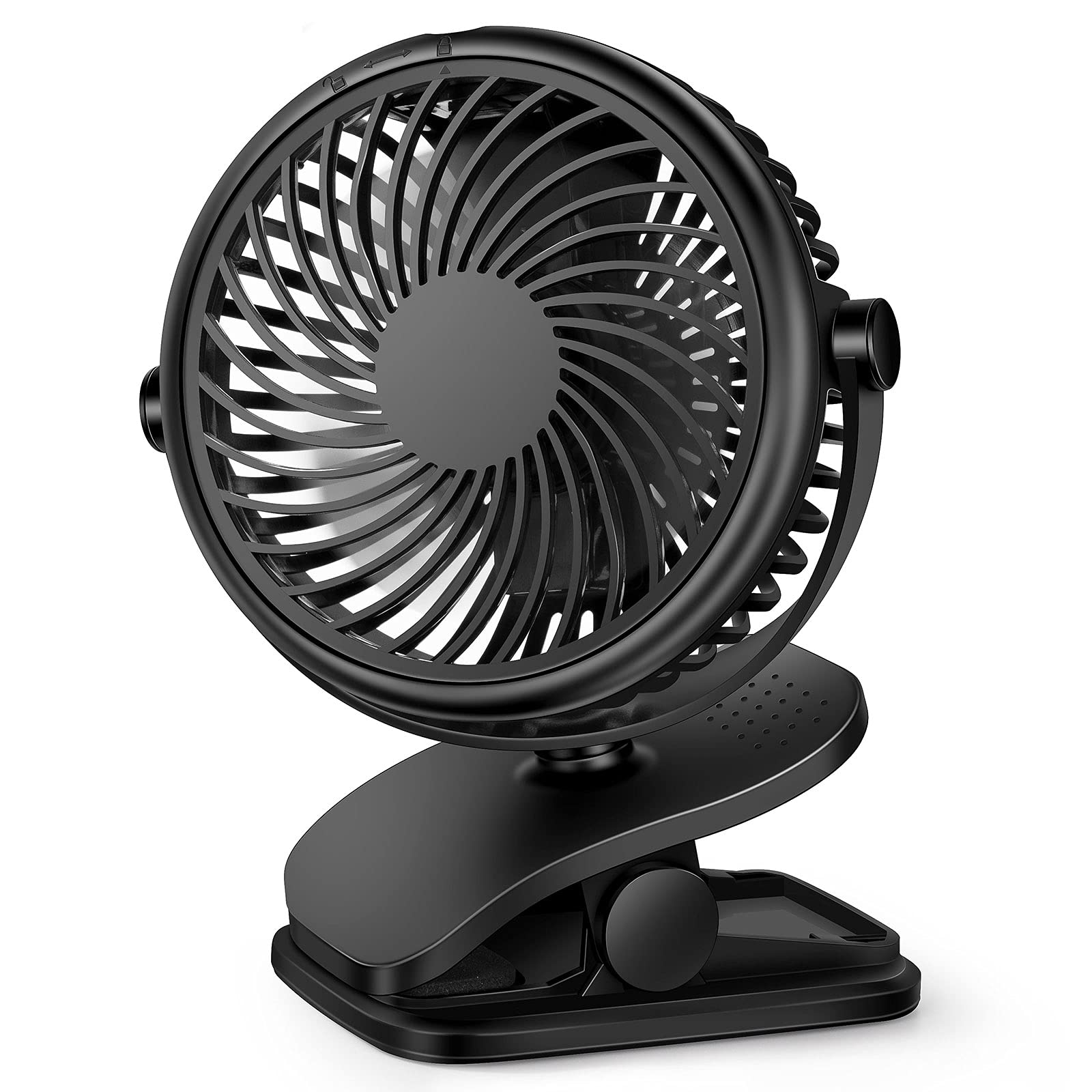 Stroller Clip On Fan, 3 Speed Rechargeable Battery Powerd USB Desk Fan, 4 Inch Table Cooling Fan, 360° Rotate Desktop Fan, Strong Wind Portable Fan for Home Office Treadmill Baby Stroller