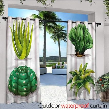 Amazon Com Warmfamily Succulent Balcony Curtains Aloe Vera