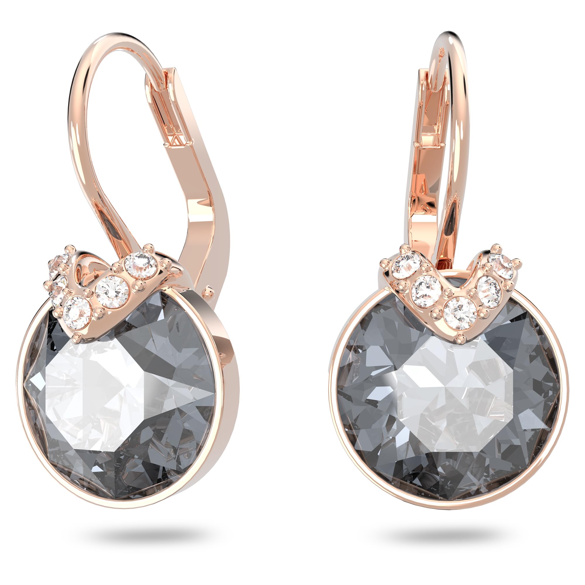 Swarovski Bella Drop Pierced Earrings, with Grey Crystals, Rose-Gold Tone Plated Setting and Clear Crystal Pavé, a Part of the Bella Collection — image 1
