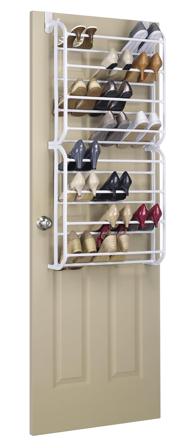 Whitmor Over The Door, 24Pr Floor Shoe Rack, White