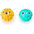 Bright Starts Giggables Roll & Chase Pals Crawling Toy, Lion & Elephant, Unisex, Infant to Toddler, 2-Pack