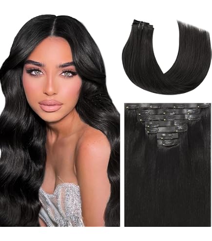 22\'\' Straight Clip-In Human Hair Extensions, Invisible Seamless Weft Amazon.com : HOTBANANA Seamless Clip in Hair Extensions 22  main image 2