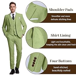 High-End Suits Retro Grass Green Linen Men Suit