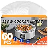 60 Pack Slow Cooker Liners, Large Size 13"x 21" Cooking Bags Disposable Pot Liners, Plastic Slow Cooker Bags Fits 3-8 Quarts, BPA Free, Suitable for Oval & Round Pot