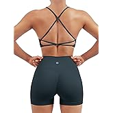 SUUKSESS Women Seamless Workout Sets Strappy Sports Bra High Waist Booty Shorts Outfits