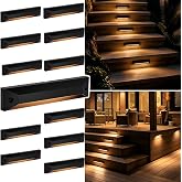 Gardencoin 8 Inch Low Voltage LED Step Lights, 5W 2700K Warm White, 12V-24V AC/DC Outdoor Stair Lights, IP67 Waterproof Die-Cast Aluminum Hardscape Lighting for Decks, Steps, Patio, 12 Pack