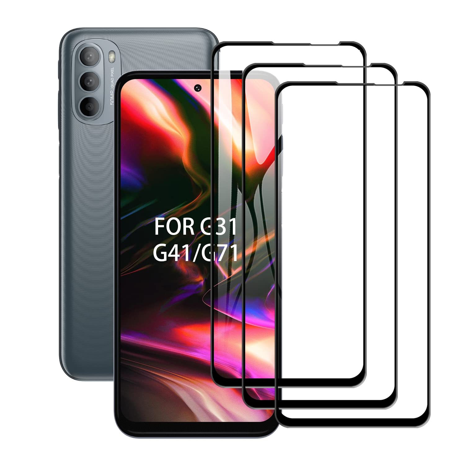 SCL Screen Protector Compatible with Moto G31 / G41 / G71 Screen Protector Motorola G31 / G41 / G71 Tempered Glass Film [3-Pack], [Full Coverage, Easy Installation, Bubble-free, 9H Hardness]