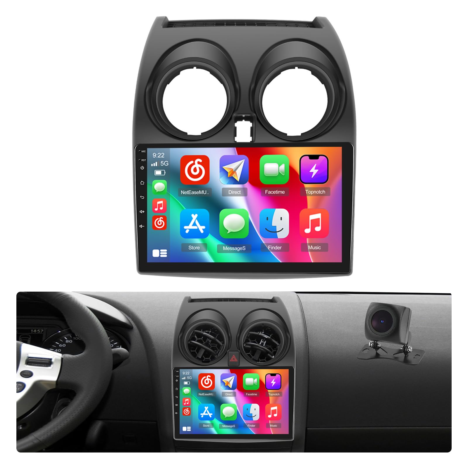 View 1 of [Fit J-B-L] Car Radio for Nissan Rogue 2013, 4+64G 9" Touch Screen for Rogue Stereo Kit with Carplay Android Auto, 5G WiFi, Bluetooth 5.0, 32EQ, 1280 * 720, Backup Camera