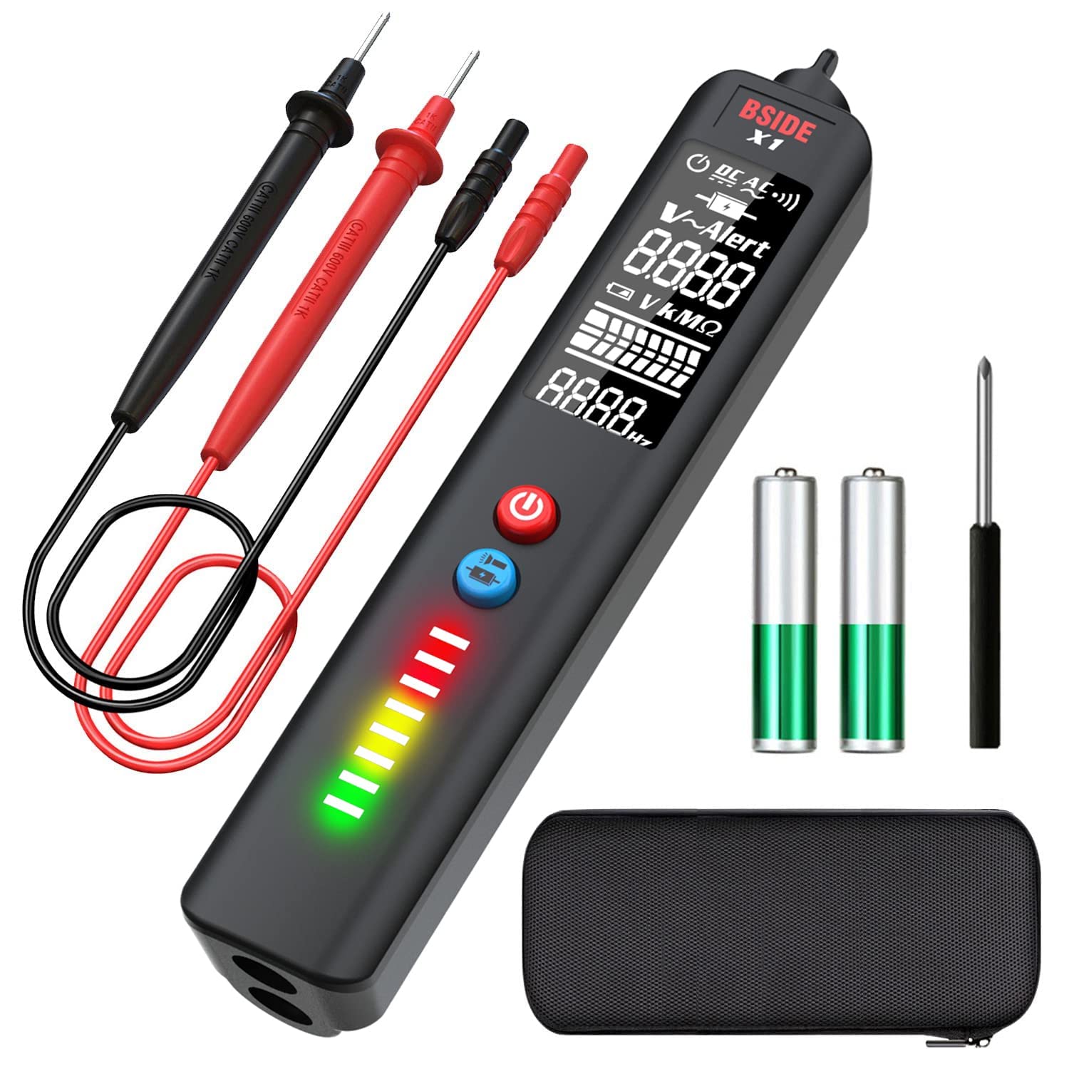BSIDE EBTN LCD Voltage Detector, 3-Line Display Non-Contact AC Voltage Tester Pen, Adjustable Sensitivity, Dual Range 6V-1000V/90V-1000V Electricity Sensor Live Wire Checker with Flashlight — image 1
