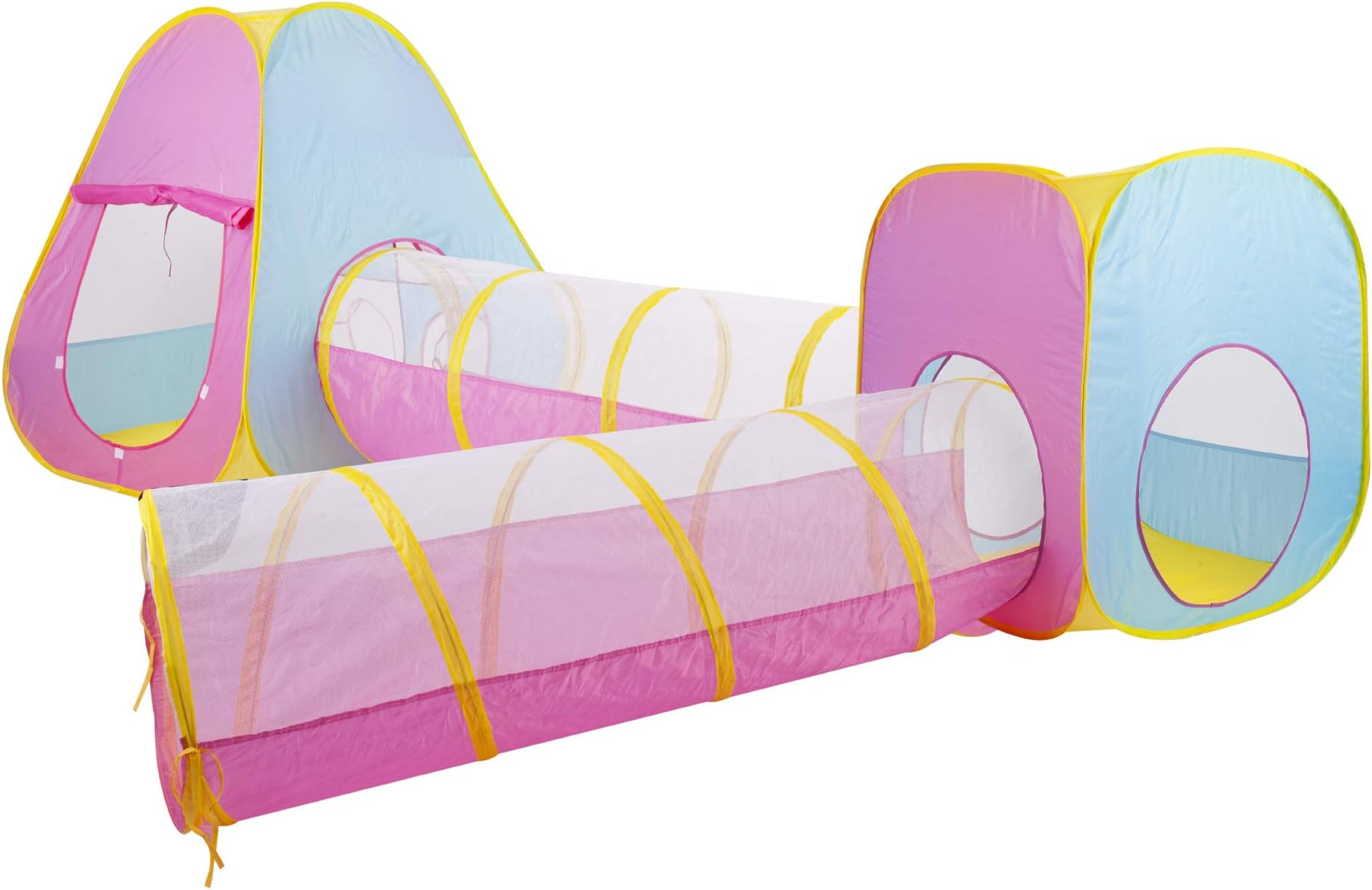 GOJOOASIS 4pcs Baby Tunnel and Tent Pop Up Kids Play Tent w/ Crawl Tunnels Ball Pits for Toddlers