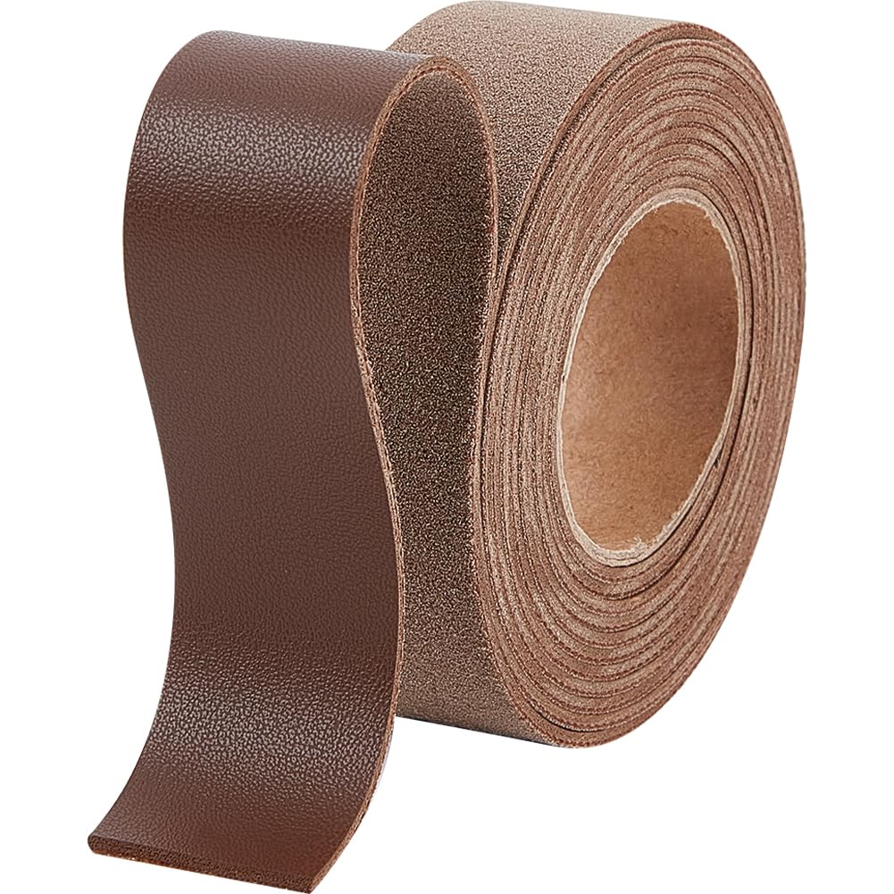 GORGECRAFT 25mm Wide Flat Leather Cord 2m Single Sided Litchi Grain Leather Strips 1.7mm Thick Imitation Leather Strap Threads for DIY Crafts Belt Handles Jewelry Wrapping Tooling Workshop, Camel