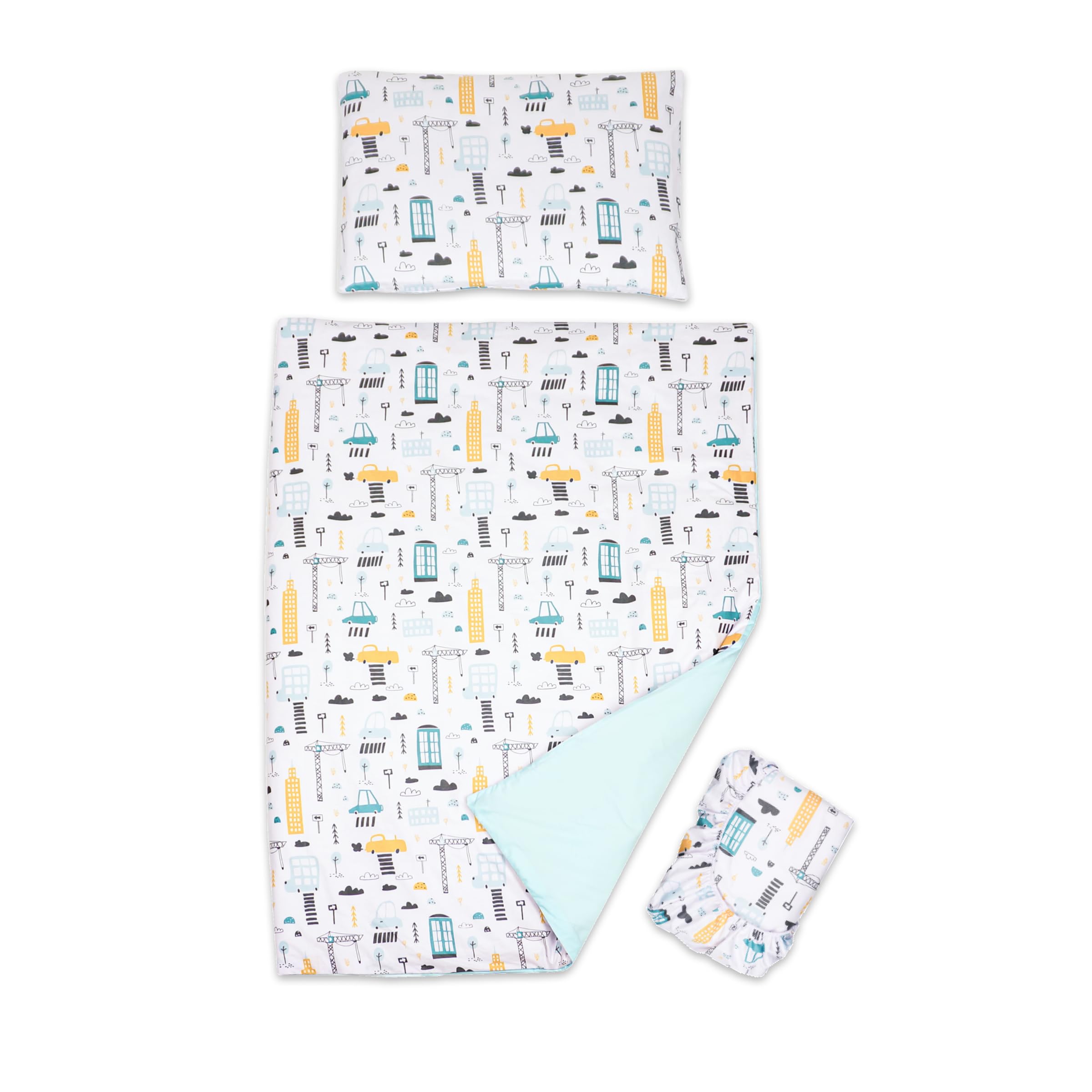 3 piece set Duvet Cover Pillowcase and Fitted Sheet for 120x60 cm Baby Cot Bed 12M+ (City) โ image 1