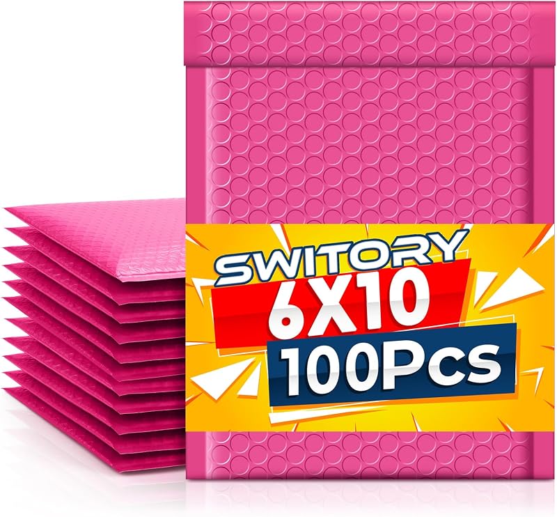 Switory Pink Bubble Mailers 100 Padded Envelopes 6x10 In Self Seal A5