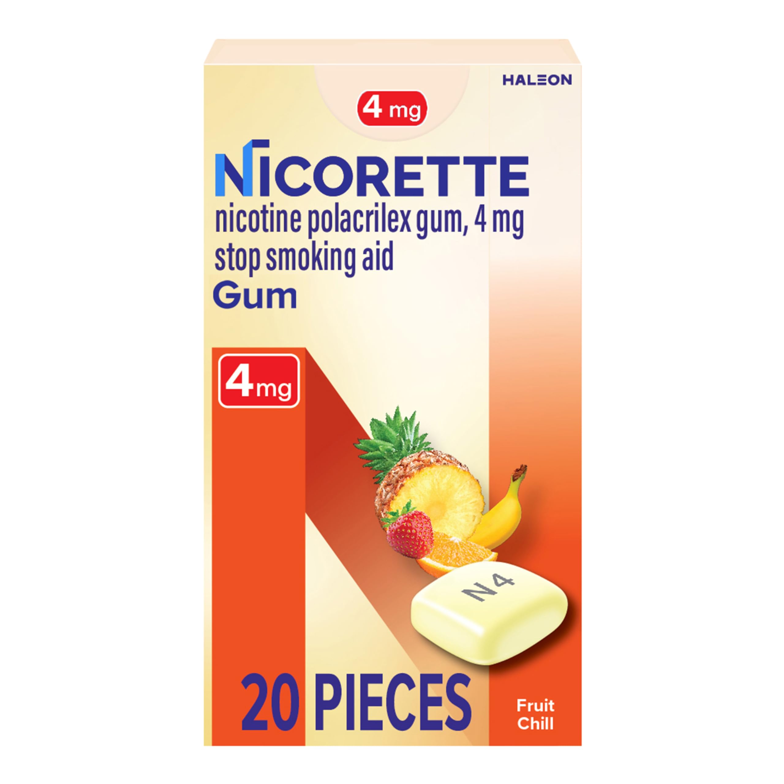 Photo 1 of Nicorette 4 mg Nicotine Gum to Help Quit Smoking - Fruit Chill Flavored Stop Smoking Aid, 20 Count
