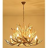 Hubrin Farmhouse Antler Chandelier 12 Light, Double Layer Antler Light Fixtures, 4 Different Antler Composition Deer Antler C
