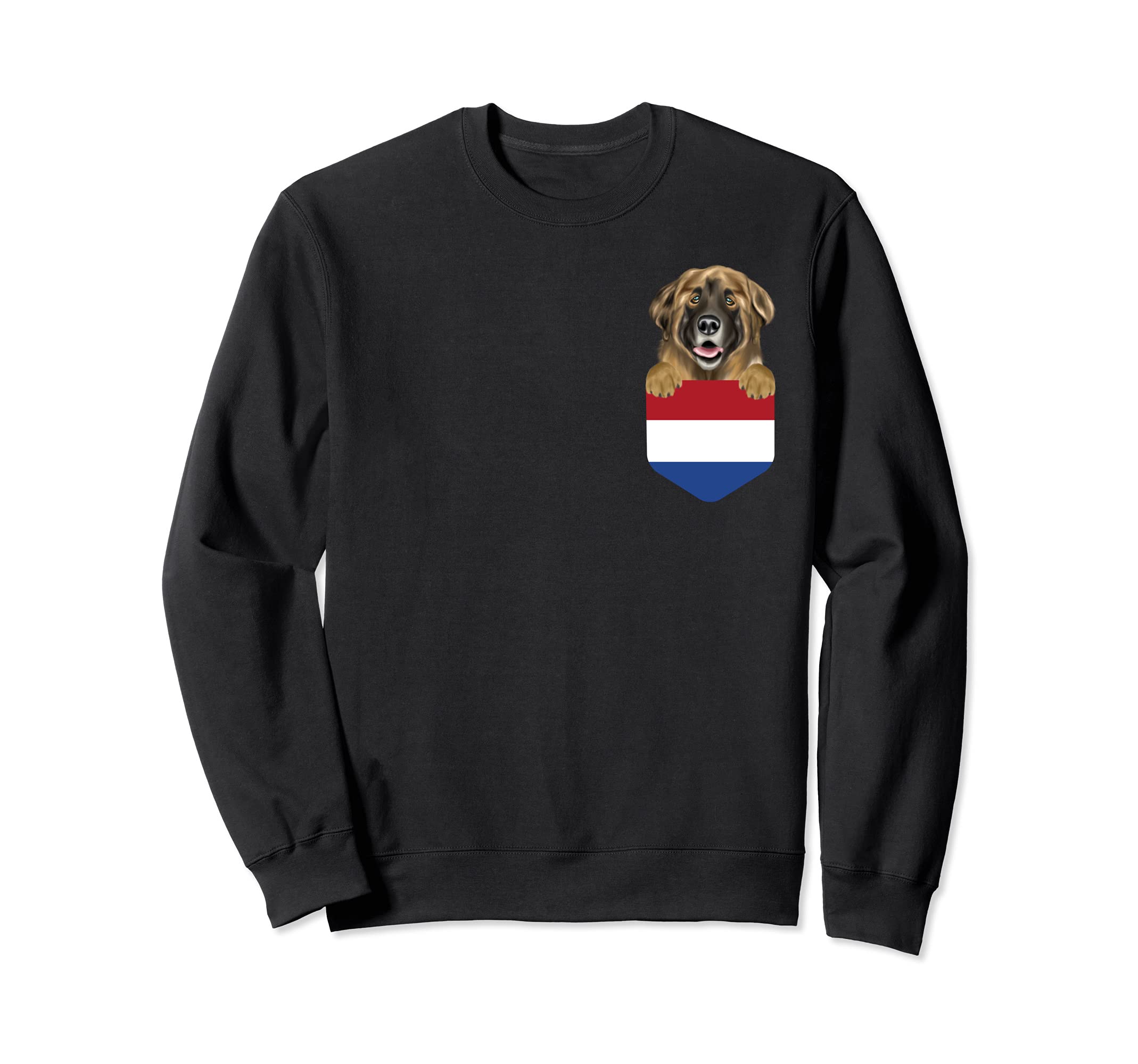 Netherlands Flag Leonberger Dog In Pocket Sweatshirt