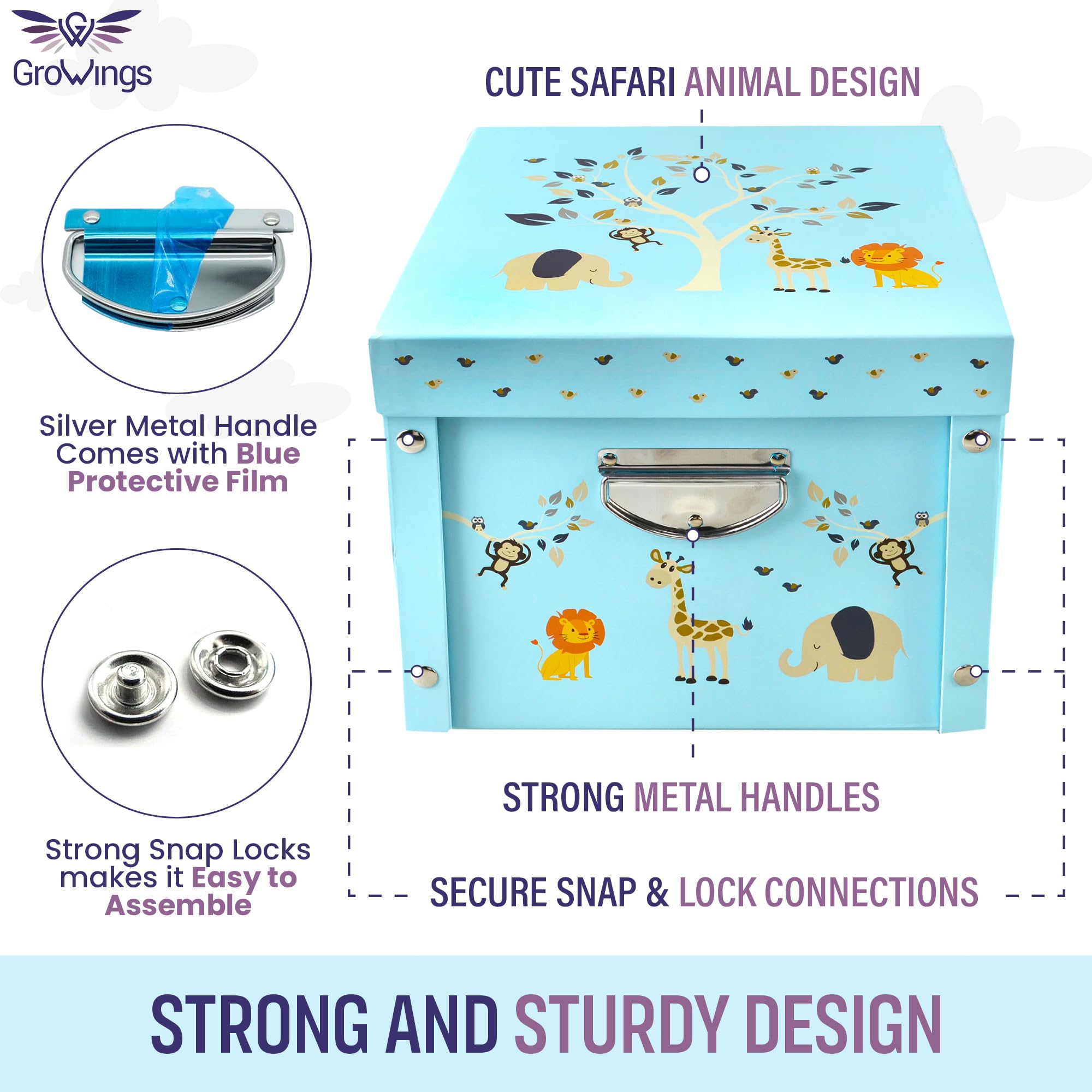 GroWings Baby Keepsake Box - Large Memory Storage for Newborns, Suitable for Boys and Girls, Strong, Durable, and Collapsible Gifts