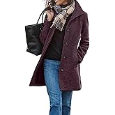 CHARTOU Women's Casual Thicken Wool Blend Stand Collar Single Breasted Pea Coat