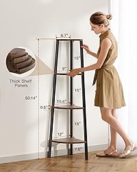 Pipishell 4 Tier Corner Shelf, Corner Bookshelf