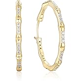 Moissanite Novelty Bamboo Earrings for Women, Really Authentic Solid 925 Sterling Silver, Valentines Anniversary Birthday Mothers Day Jewelry, Ideal Gift for Her