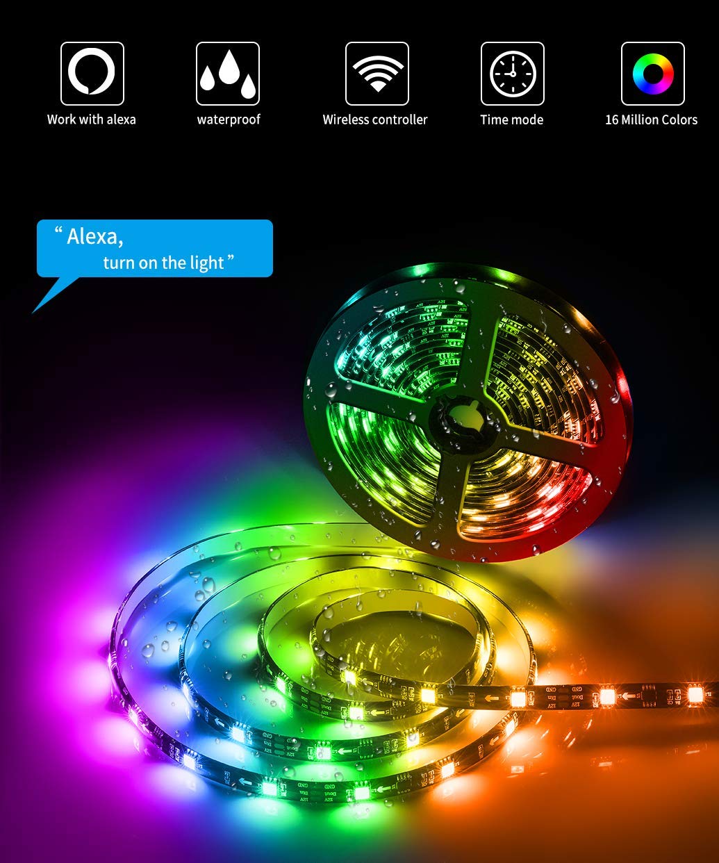 Küche Schlafzimmer 5M Wasserdicht Led Streifen Sync mit Musik