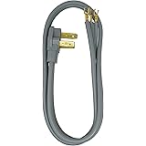 Southwire 9014SW8809 Range Power Cord, 4-Foot, 1/4-Inch Flanged Terminals, Flat Plug, Compatible With Most Standard Free Stan