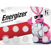 Energizer LR44 / A76 Button Batteries, (10 Pack), 1.5V LR44 Batteries | Zero mercury miniature alkaline watch battery for calculators, keyless entry systems, glucose monitors, heart rate monitors