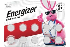 Energizer A76 Batteries (10 Pack), 1.5V Miniature Alkaline Button Batteries