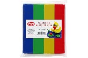 Pepy Reusable and Non-Drying Oil-Based Plasticine Modeling Clay, Primary Colors, 1 Pound, Sulfur-Free & Non-Toxic, Great for Kids, Beginners, and Artists, Perfect for Arts and Crafts Projects