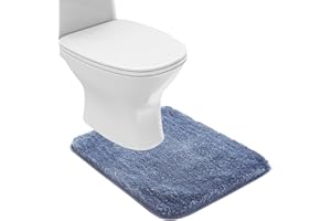 Suchtale Bathroom Contour Rug Non Slip Bath Mat Water Absorbent Soft Microfiber Shaggy Bathroom Mat Machine Washable Bath Rug for Bathroom Thick Plush U Shape Toilet Rug (20 x 24, Blue)