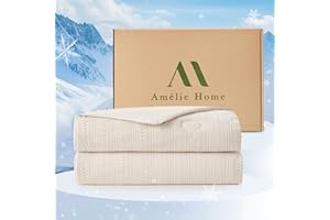 Amélie Home Waffle Cooling Comforter Queen Size, Q-Max 0.45 Reversible Lightweight Cooling Blanket for Hot Sleepers, Silk Breathable Bedding for Night Sweats, 90"x90", Beige