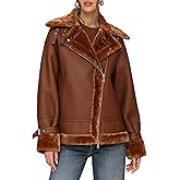 Avec Les Filles womens Oversized Faux Shearling Moto Coat