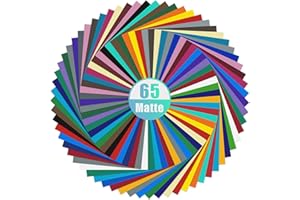 IModeur 65 Pack Matte Permanent Vinyl Vinyl Sheets (12” x 12”) - Bundle of 32 Assorted Matt Colors - Adhesive Craft Outdoor Vinyl for Cutting Machines