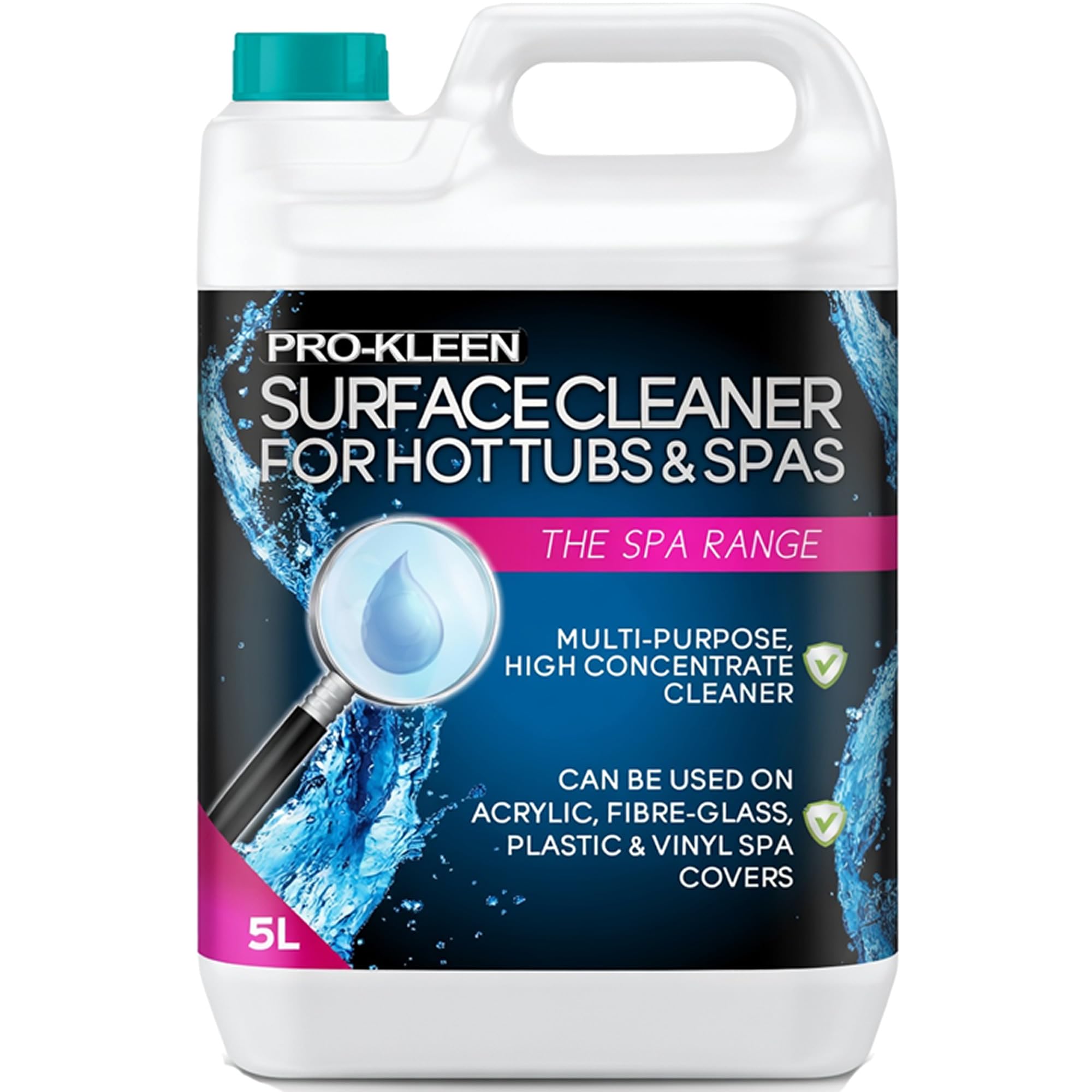 Pro-Kleen Hot Tub & Spa Surface Cleaner Spray - Removes Dirt, Oil & Grease - Suitable for Gold Plate, Brass, Plastic, Acrylic & Fibreglass (5 Litres)