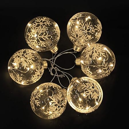 Warmiehomy 6 Palline Per Decorare L Albero Di Natale Bauble Palle Appese Palline Di Vetro Con Luci A Led Bianche Calde Per Xmas Albero Palle Decorative Festa Per Matrimoni Forniture Holiday Party Amazon It