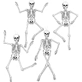 4Pcs 48" Halloween Paper Jointed Skeletons, Posable Skeleton Cutouts | Reinforced Flexible Joints, Double-Sided Printed, Day of the Dead Haunted House Spooky Party Decorations