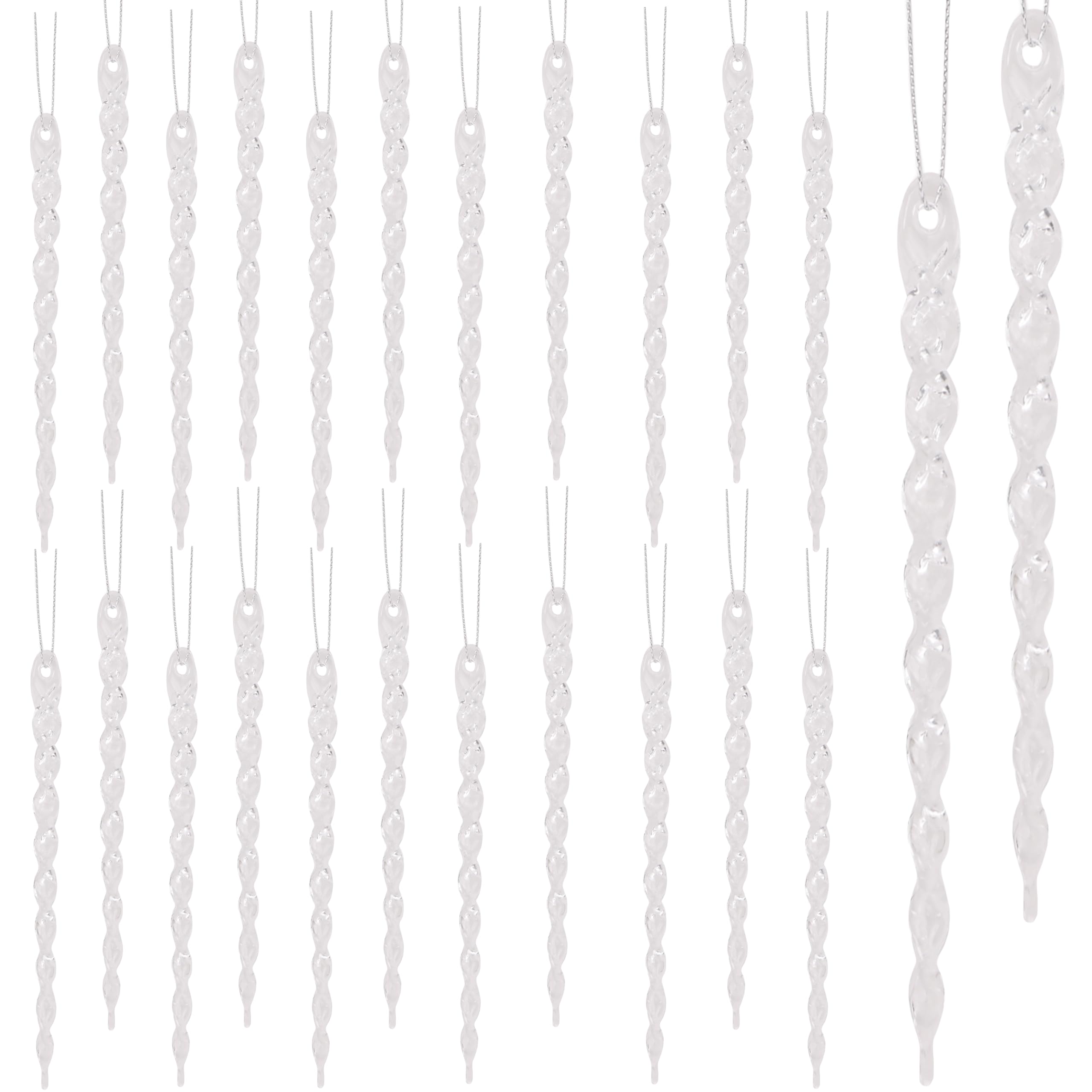 Christmas Concepts® Pack of 24-130mm (5,2") Transparent Icicle Decorations - Luxury Christmas Baubles