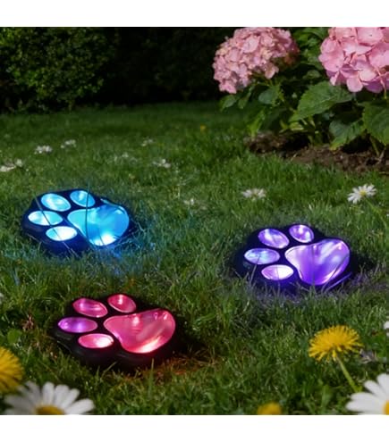 NICE 4 solar dog animal paw print Lights garden lantern LED path 3