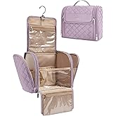 BAGSMART Travel Toiletry Bag, Large Capacity Cosmetic Bags for Women with Hanging Hook, Water-resistant for Toiletries Accessories Brushes Sponge, With Handle