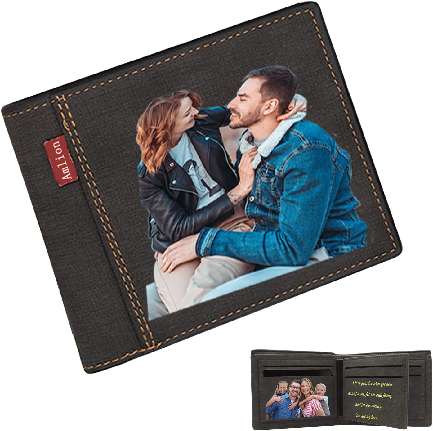 Custom Wallets Personalized Photo Wallet Gifts RFID Blocking for Men Fathers Day