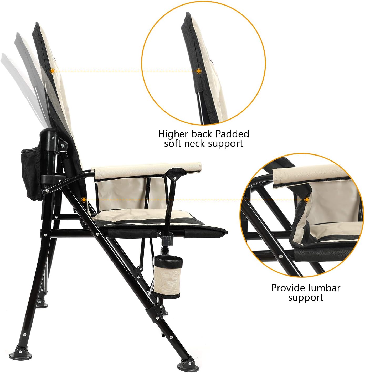 Realead Adjustable Oversized Camping Chair Heavy Duty Folding Chair High Back Support Beach Chair Travel Portable Chair Padded Hard Arm Steel Frame Outdoor Chair Supports 400 lbs: Kitchen & Dining