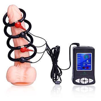 Neu!! Greenpinecone Luxus Elektro-Penisringe-Set, Penisvergrößerung Stromschlag Cockring Sex-Spielzeug für Männer (schwarz2)