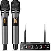 TONOR Wireless Microphone Systems, Dual UHF Cordless Karaoke Microphone Set, Handheld Dynamic Mic for Singing with Receiver f