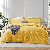 Hearth & Harbor Yellow Duvet Cover King Size - 3 Piece Soft Double Brushed Bedding Set - Includes 1 King Duvet Cover with Button Closure 104x90 inches and 2 Pillow Shams
